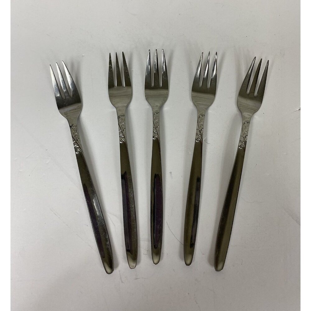 VTG Wellingware Stainless Japan Lot 5 Cocktail Seafood Forks Silverware Flatware